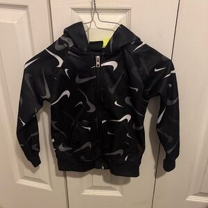 Nike Black, White and  Gray Swoosh Pattern toddler Jacket